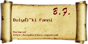 Bulyáki Fanni névjegykártya