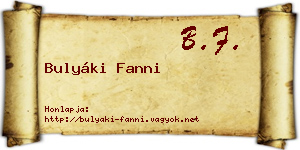 Bulyáki Fanni névjegykártya